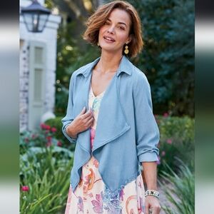 Soft Surroundings Fontanne Jean Jacket, Size 1X, Blue